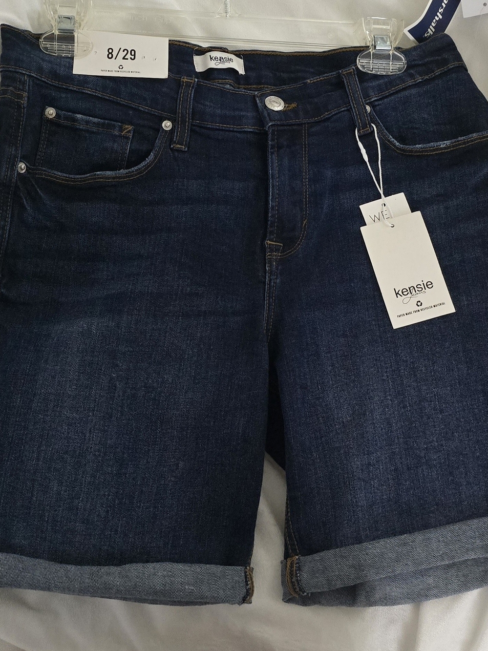 Kensie Dark Blue Rolled-Hem Boyfriend Shorts